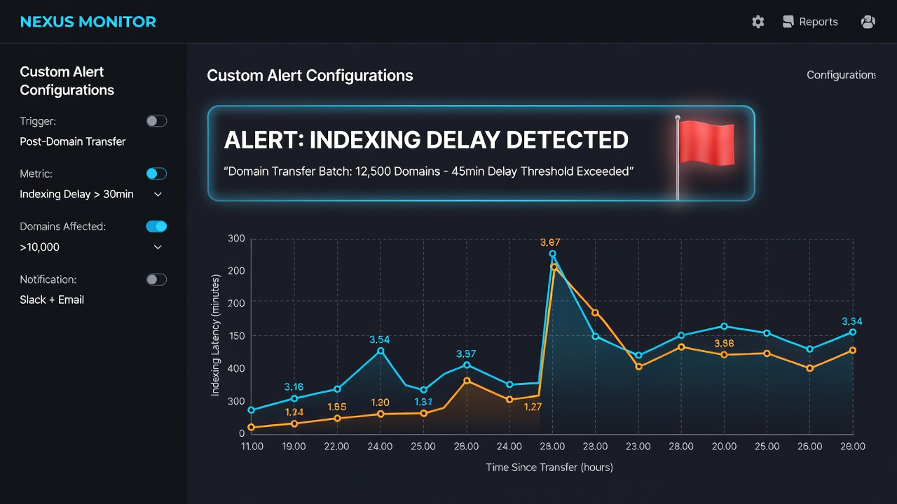 Custom Alert Configurations for Detecting Indexing Delays Following Large Domain Transfers